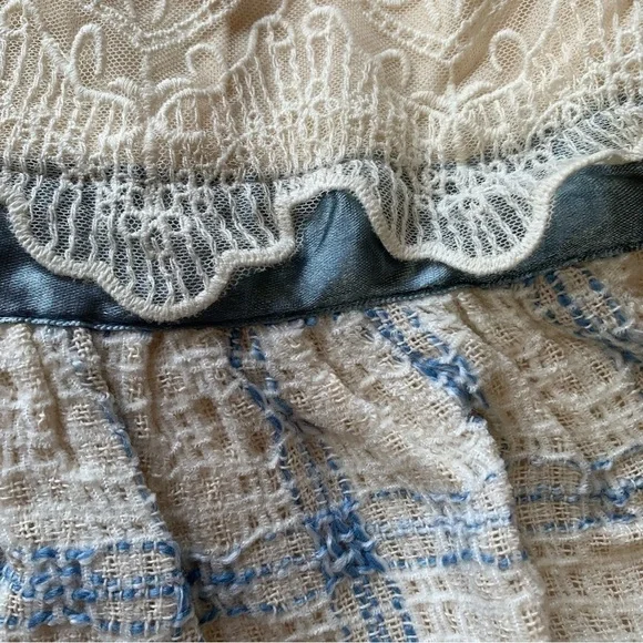 RYU Plaid embroidery lace ruffle cottagecore Cocktail Easter Dress spring summer - Picture 11 of 13